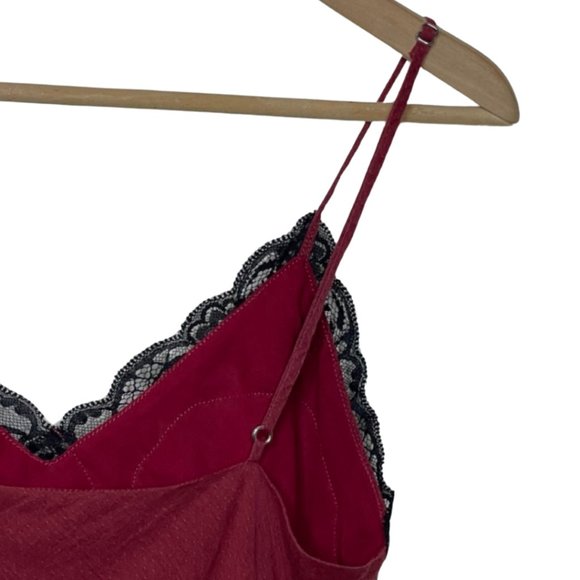 BOBSTORE | Red Spaghetti Strap Camisole with Black Lace Trim | Size PS - Picture 5 of 11